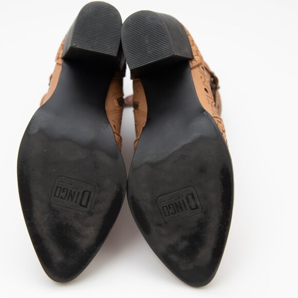 Dingo Be Famous Western Bootie Leather Boots Cutout Basket Weave Tan Size 10 - Picture 8 of 8